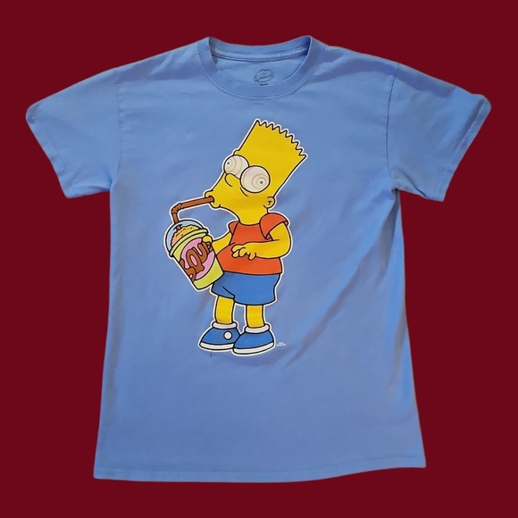 THE SIMPSONS Baby Blue Graphic Squishy Brain Freeze Bart T-Shirt - Picture 1 of 6